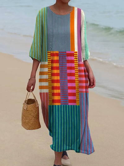 Arla - Vestido con estampado geométrico vintage para mujer