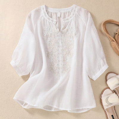 Laurienne™ | Blusa bordada con escote abierto