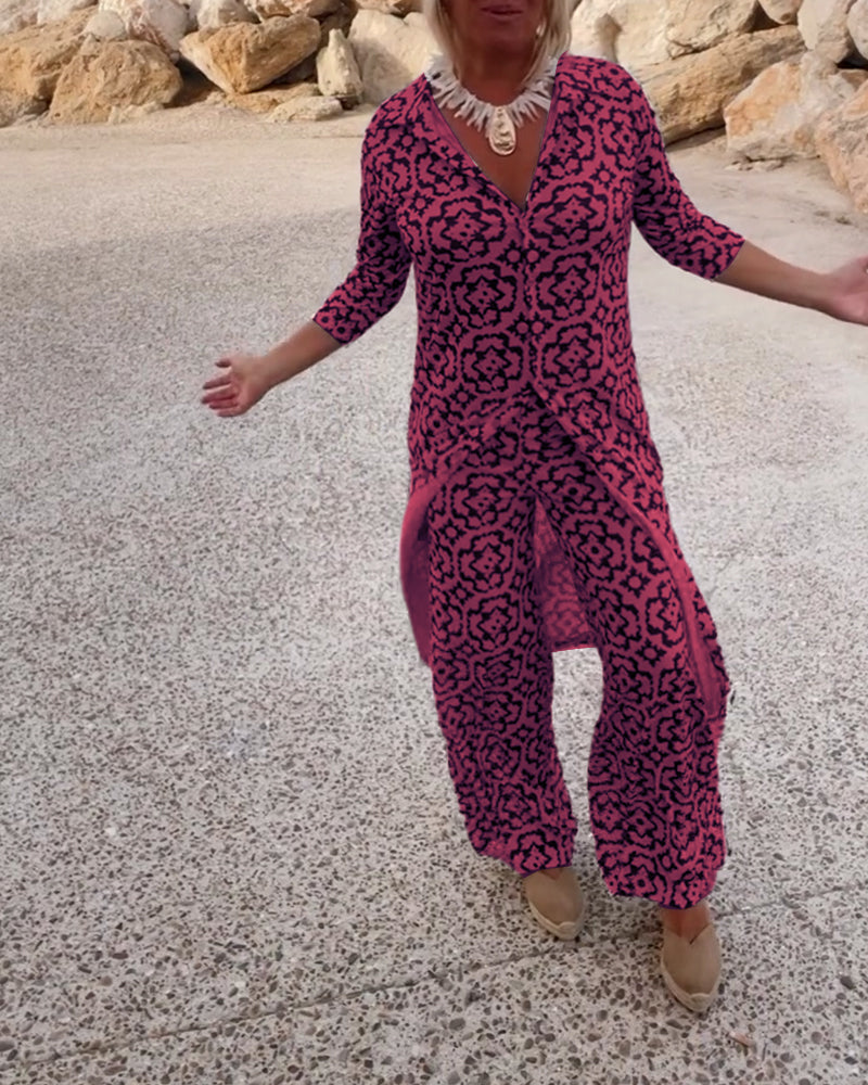 Amalia™ | Conjunto de botones de solapa de dos piezas con estampado vintage