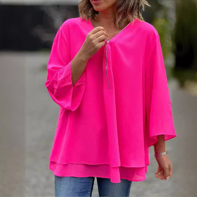 Margot | Blusa de gasa con cremallera