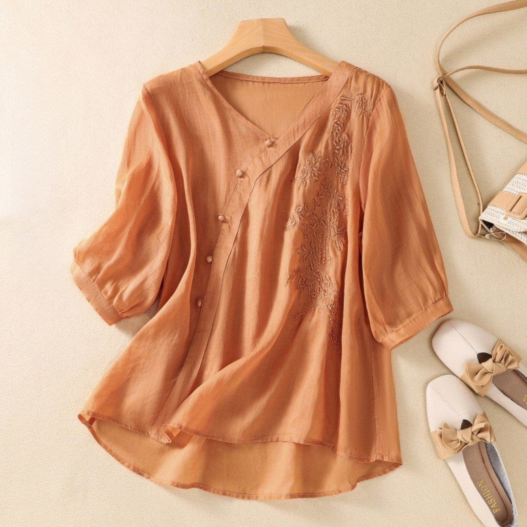 Laurienne™ |Blusa de botones asimétricos