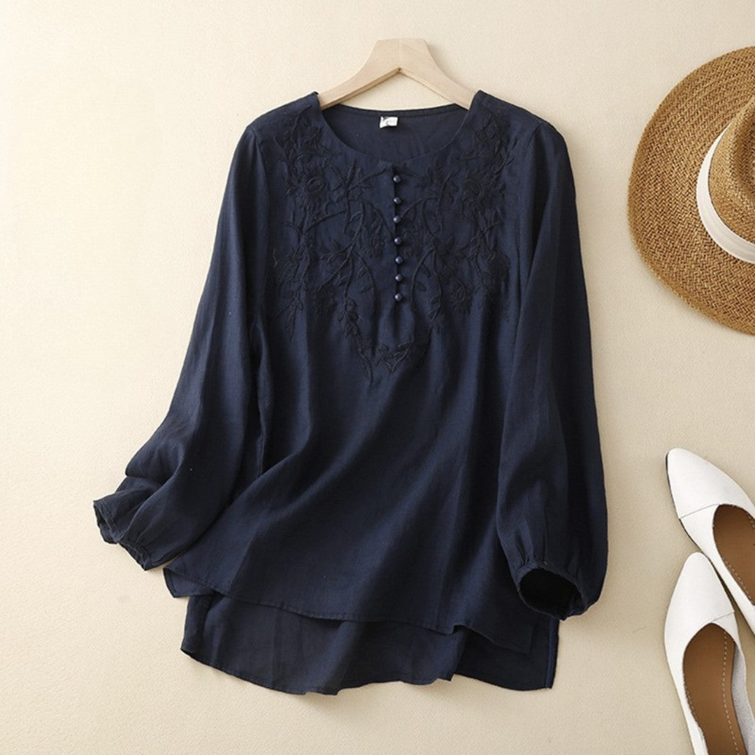 Laurienne™ | Blusa bordada con botones