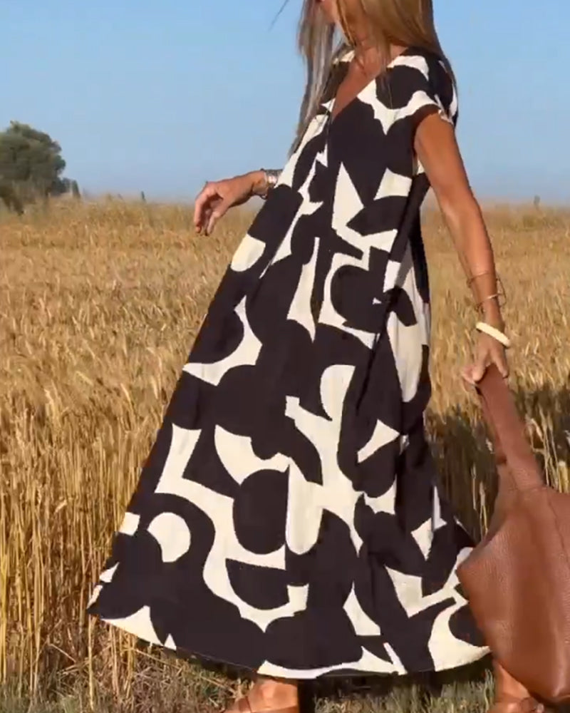 Ellen | Vestido estampado con escote en pico