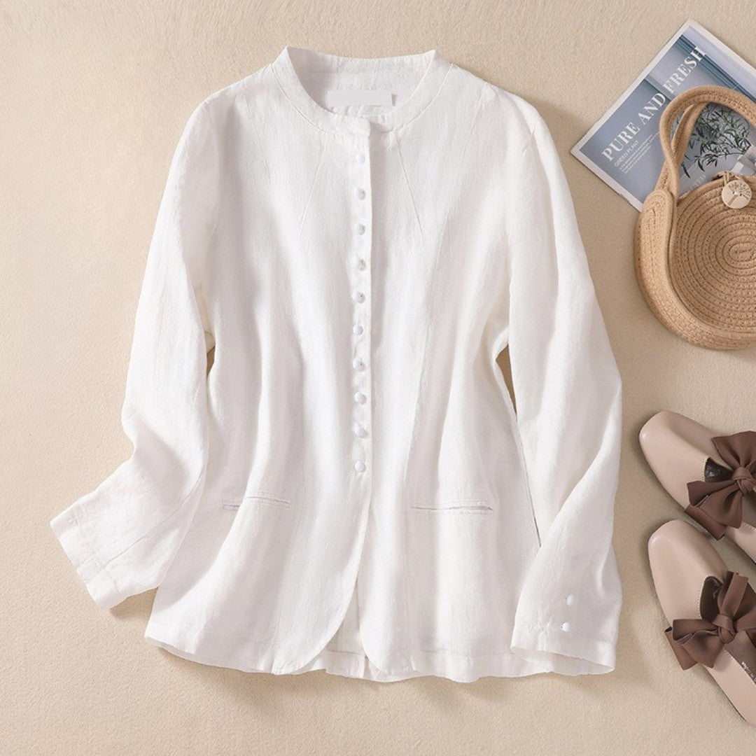 Laurienne™ | Blusa de lino abotonada
