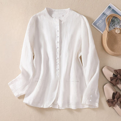 Laurienne™ | Blusa de lino abotonada