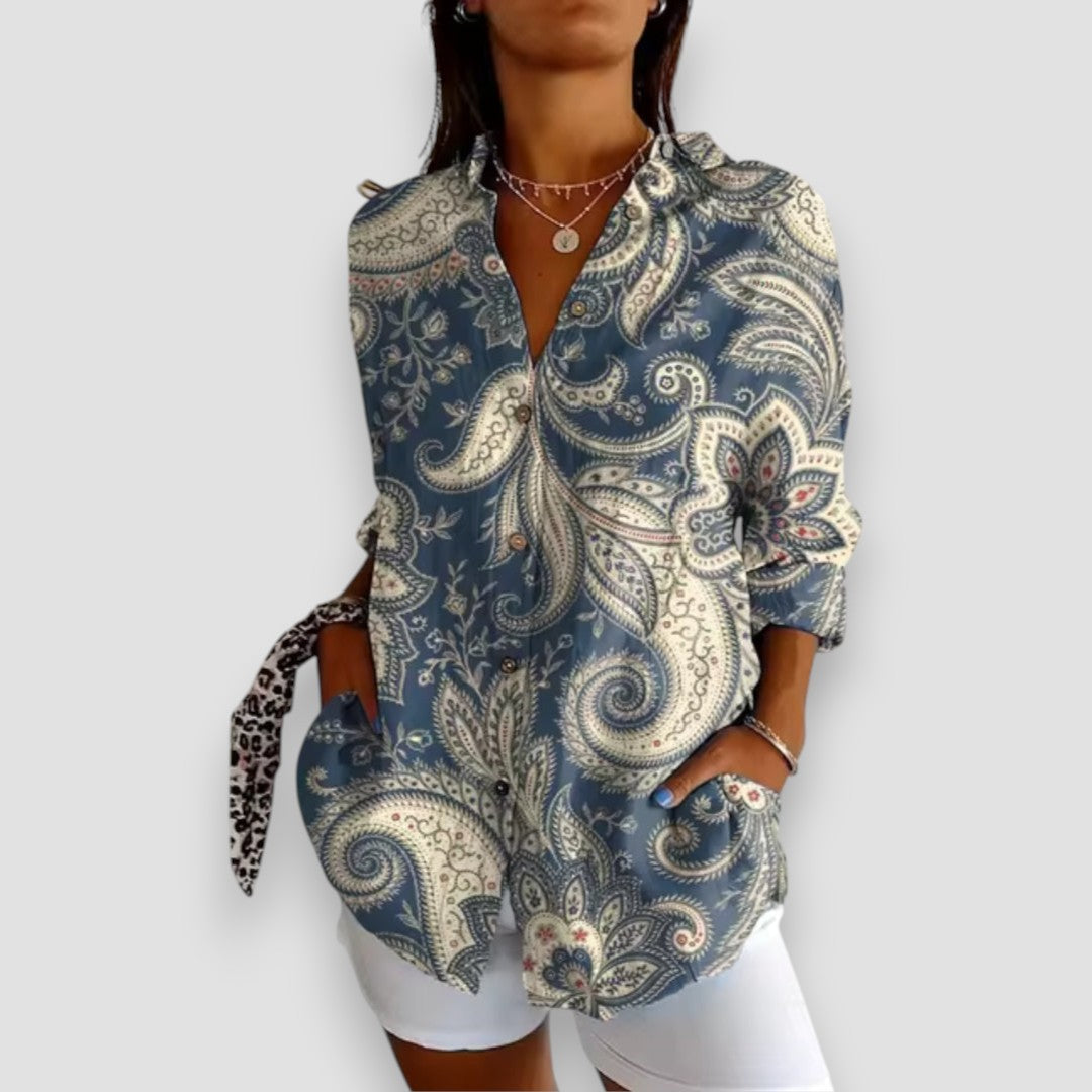 Sofia - Blusa con botones y estampado