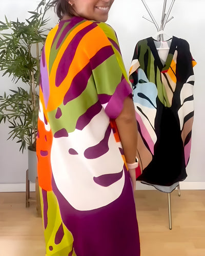Roos™ | Vestido informal con estampado de hojas de colores