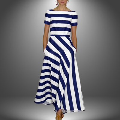 Malene | Vestido largo de rayas con corte A