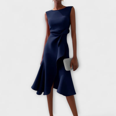 Juliette – Vestido midi asimétrico drapeado