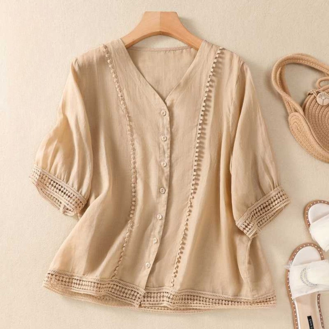 Laurienne™ | Blusa de encaje abotonada