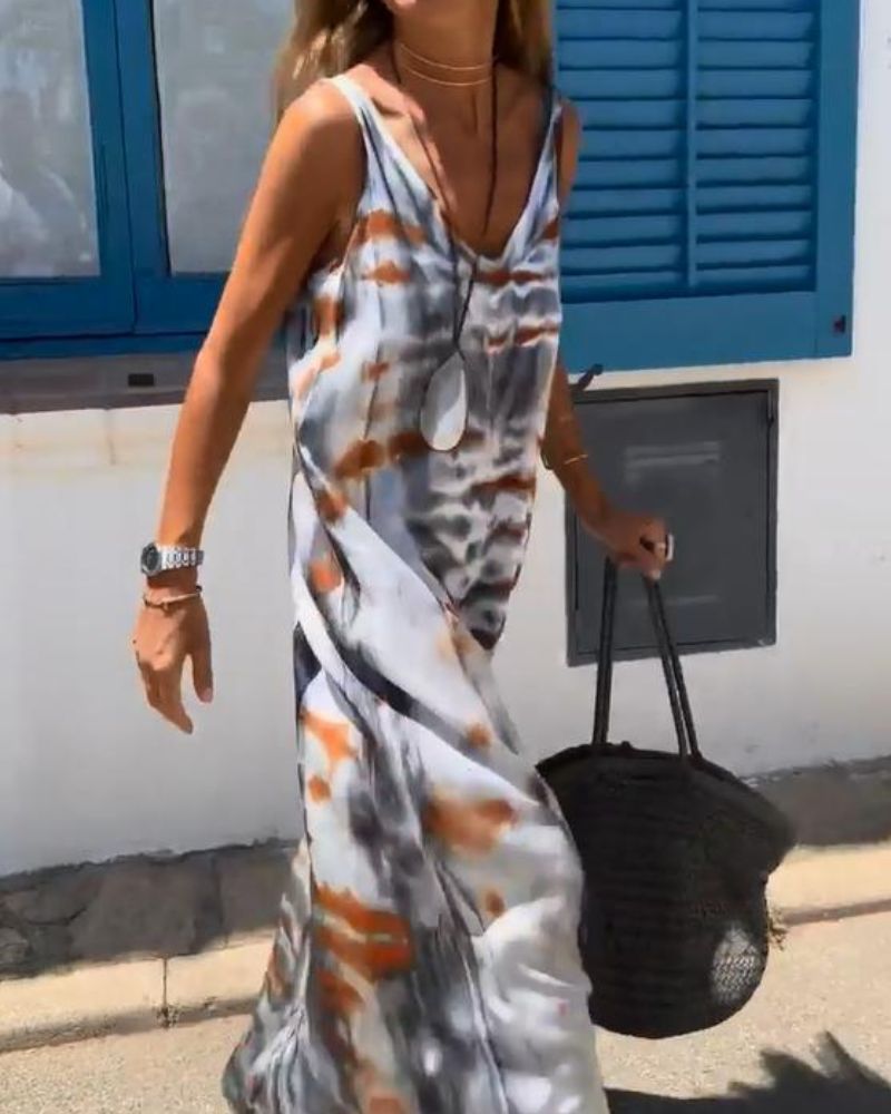 SORIA – Vestido sin mangas con estampado tie-dye