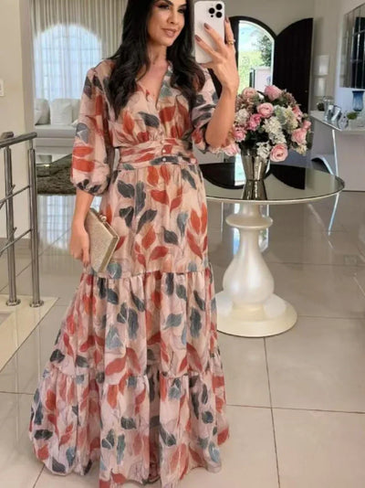 CLAUDIA | Vestido largo floral de corte cómodo para días elegantes