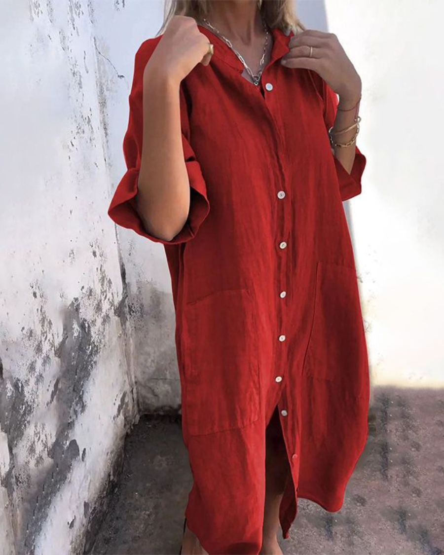 Melanie™ |  Vestido camisero informal hasta los tobillos