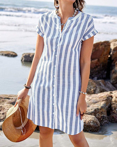 Martine™ | Elegante vestido camisero a rayas
