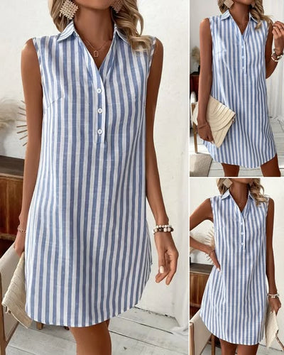 Laurienne™ | Vestido camisero a rayas