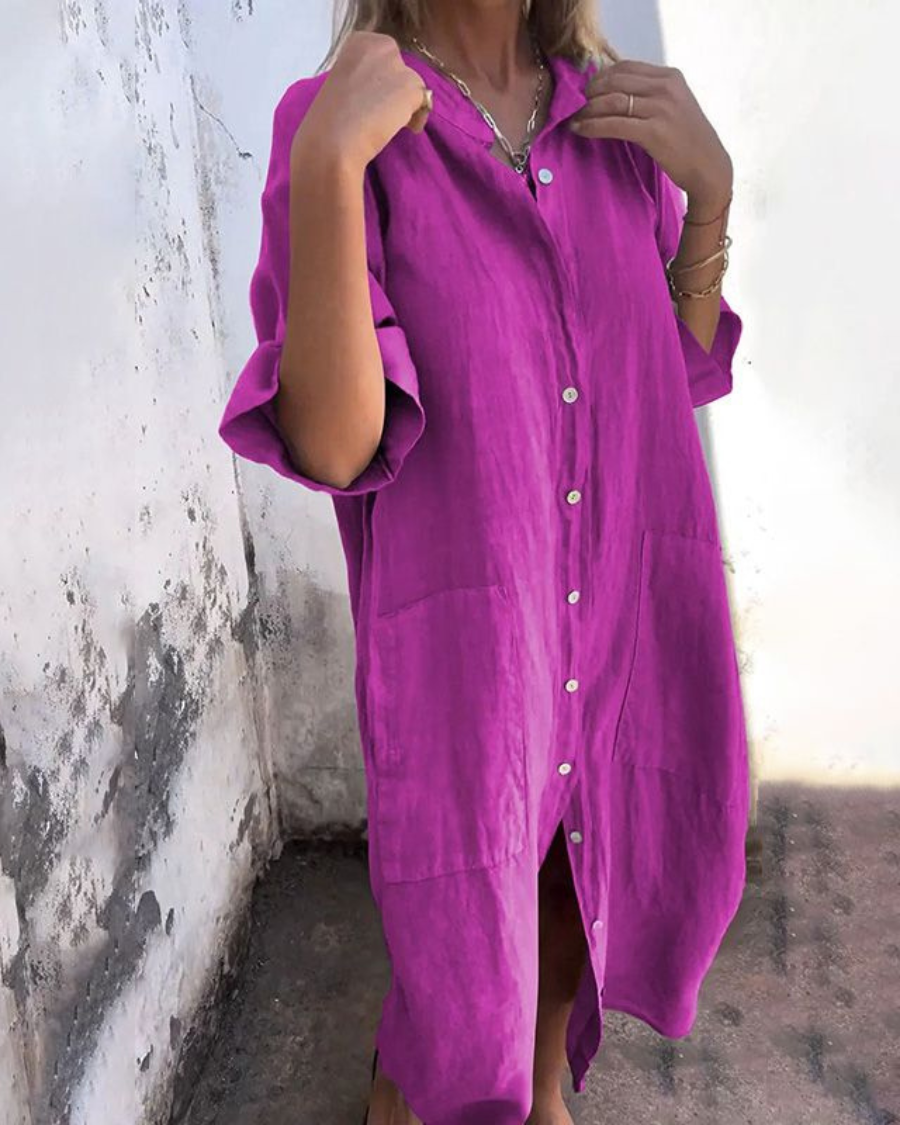 Melanie™ |  Vestido camisero informal hasta los tobillos