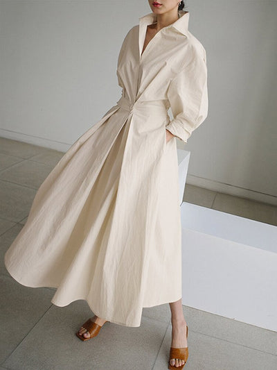 Clémence™ | Vestido midi abotonado