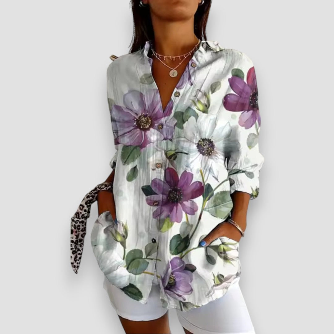 Sofia - Blusa con botones y estampado