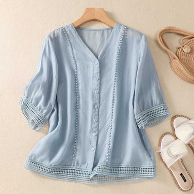 Laurienne™ | Blusa de encaje abotonada