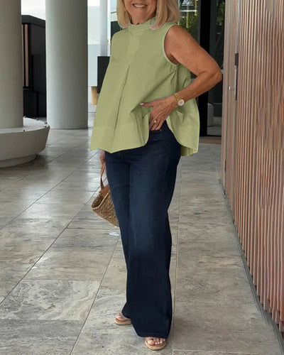 Sana – Blusa lisa sin mangas de estilo minimalista y chic
