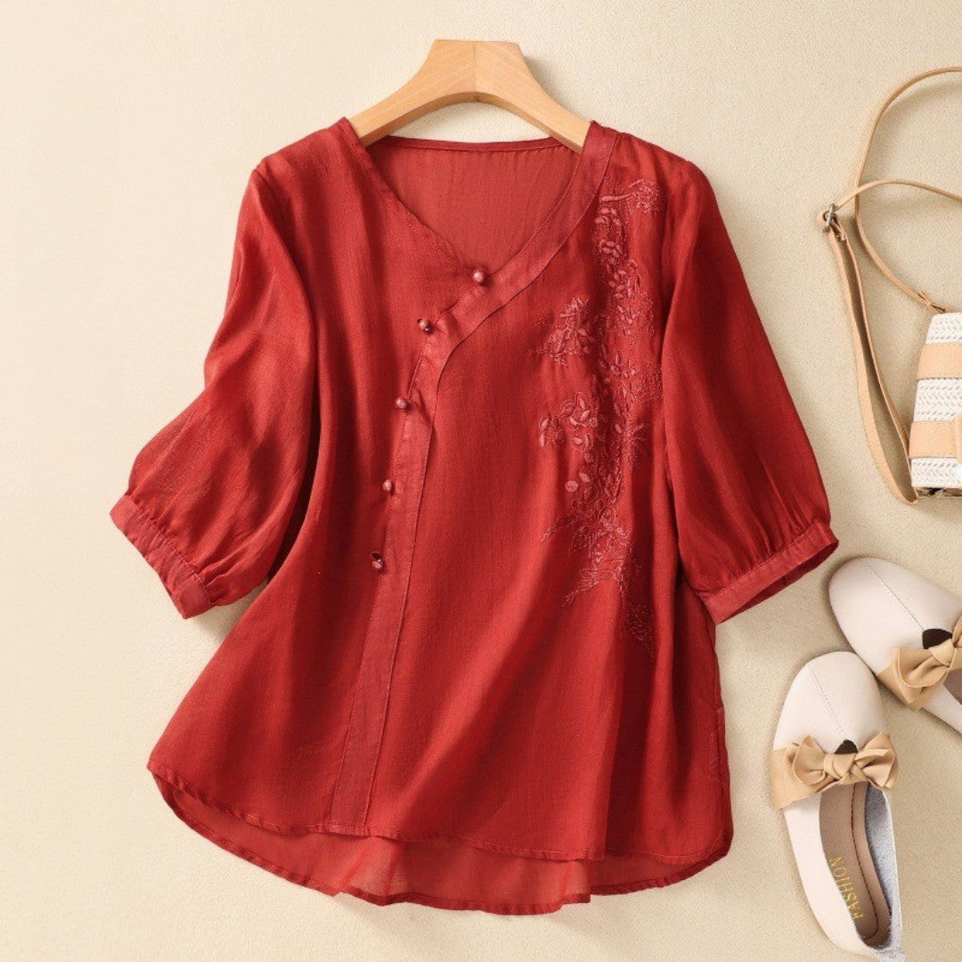 Laurienne™ |Blusa de botones asimétricos