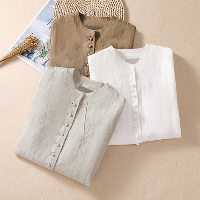 Laurienne™ | Blusa de lino abotonada
