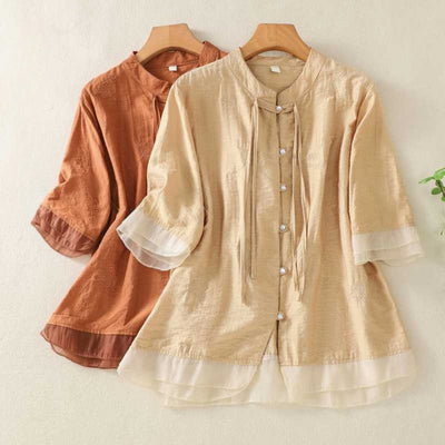 Laurienne™ | Blusa abotonada con cuello mandarín