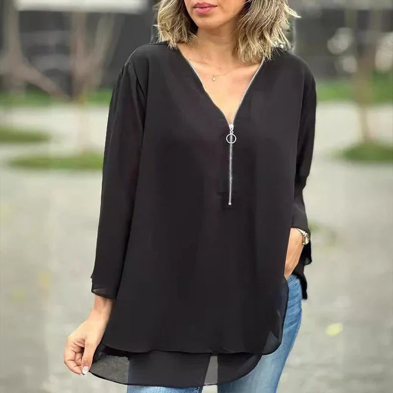 Margot | Blusa de gasa con cremallera