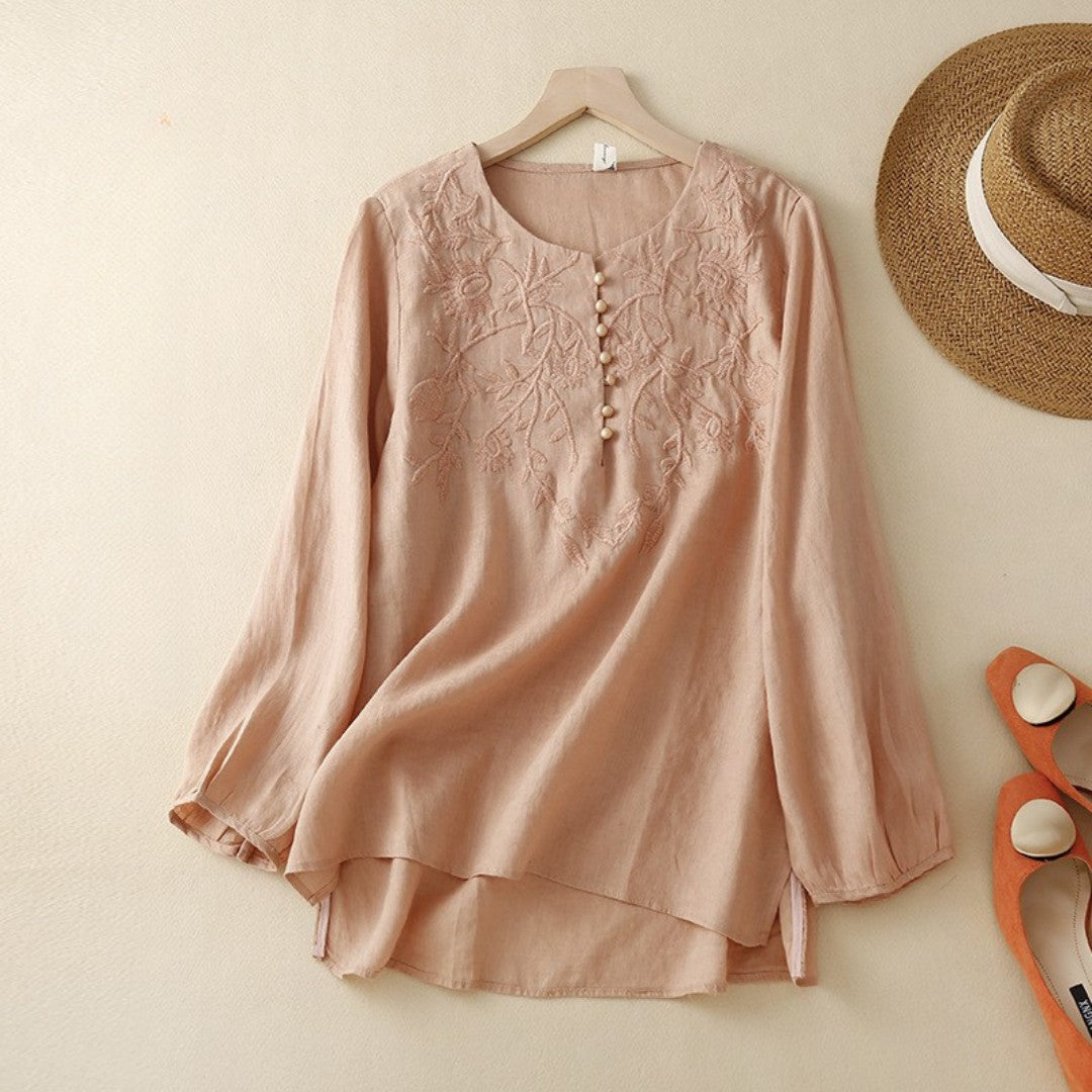 Laurienne™ | Blusa bordada con botones