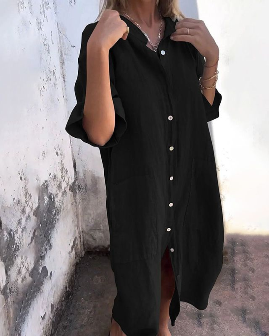 Melanie™ |  Vestido camisero informal hasta los tobillos