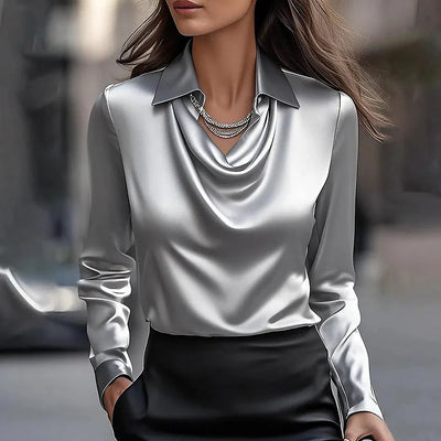 Joyce™ | Elegante blusa de satén con escote en V