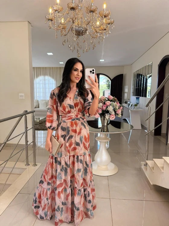 CLAUDIA | Vestido largo floral de corte cómodo para días elegantes