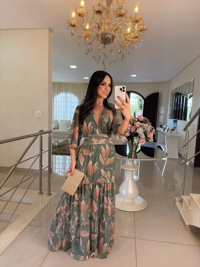 CLAUDIA | Vestido largo floral de corte cómodo para días elegantes