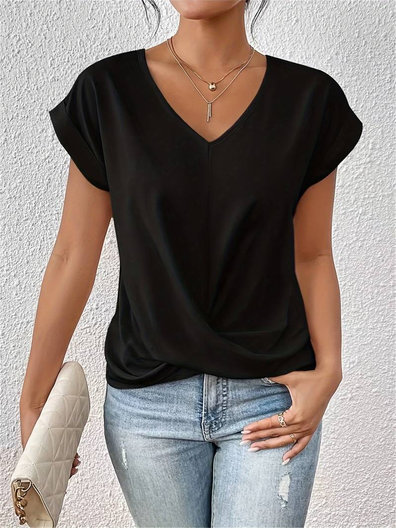 Cleo - Camiseta informal cuello V corazón