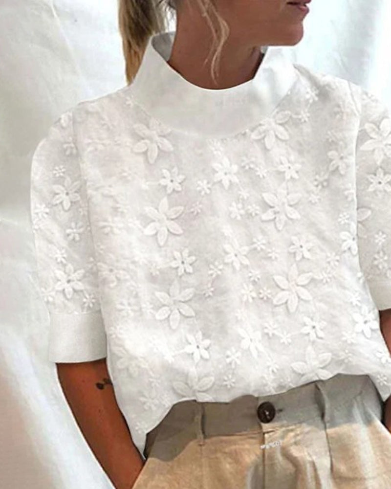 Nanna™ | Blusa bordada con cuello alto