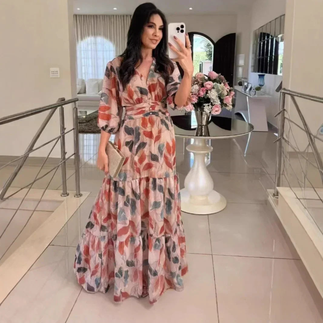 CLAUDIA | Vestido largo floral de corte cómodo para días elegantes