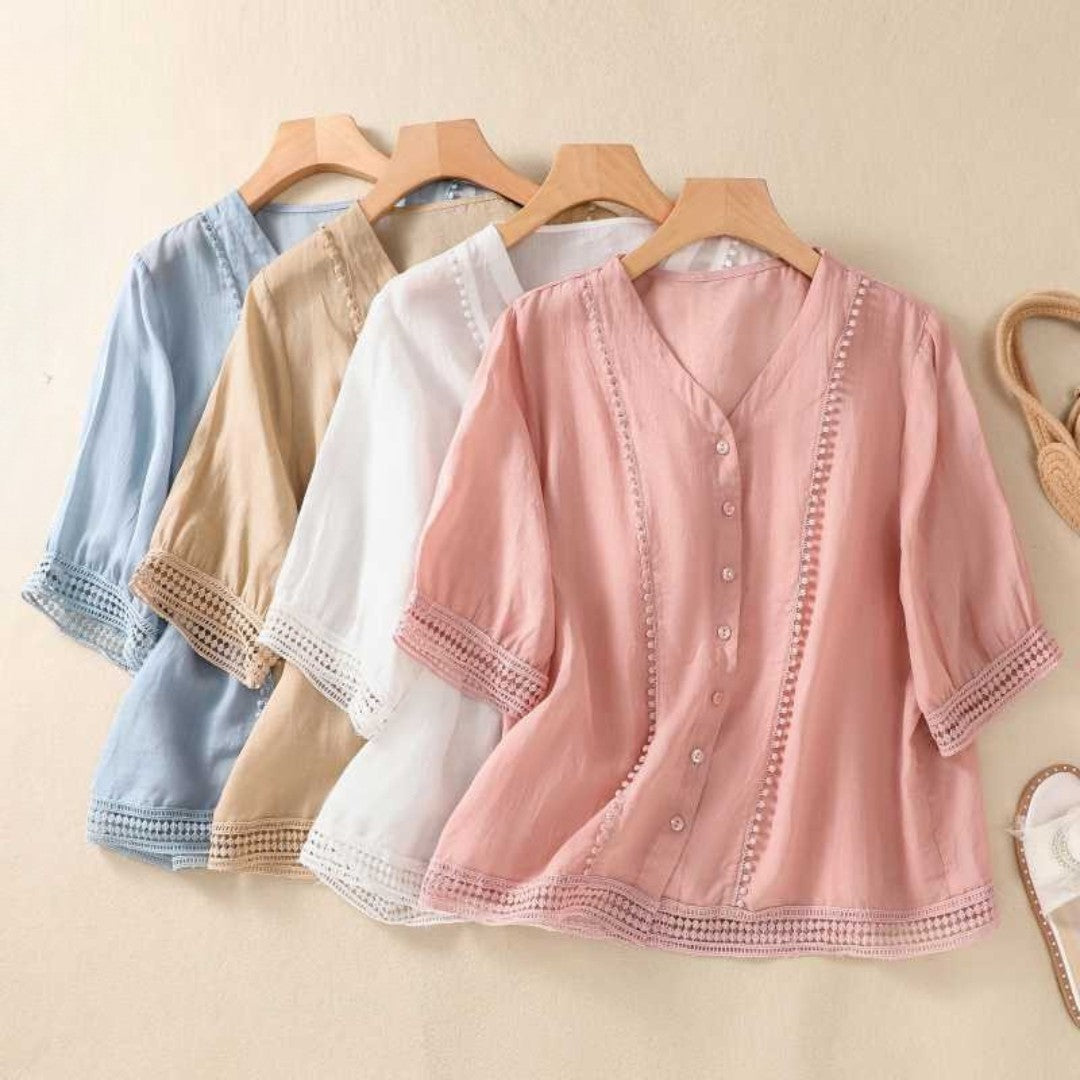 Laurienne™ | Blusa de encaje abotonada