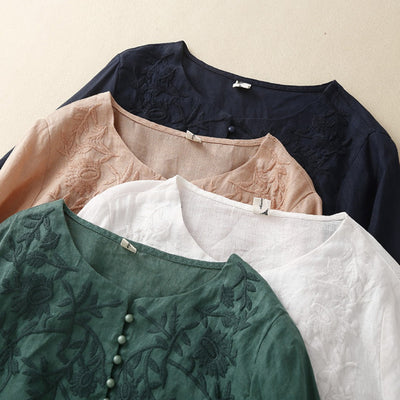 Laurienne™ | Blusa bordada con botones