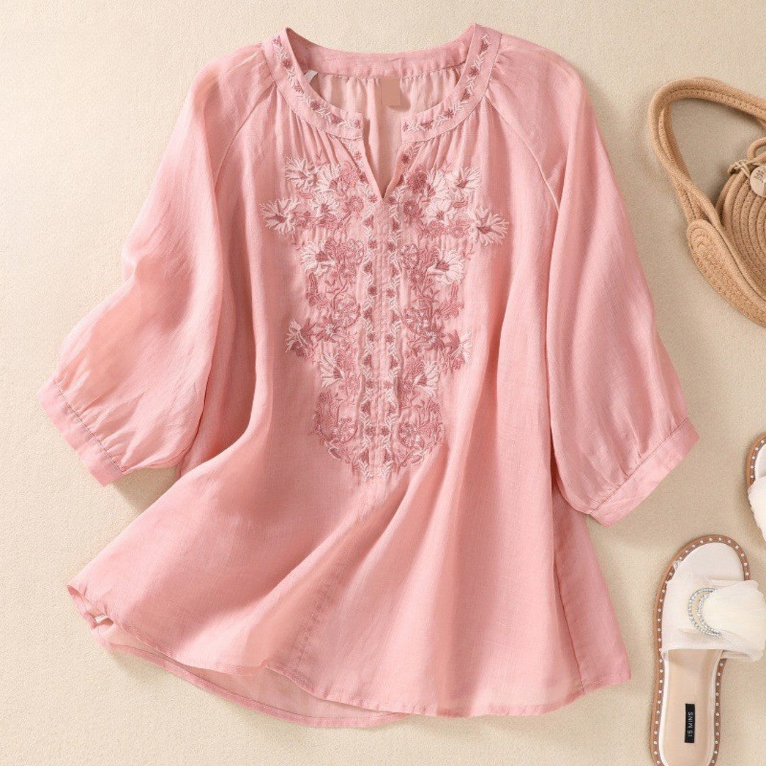 Laurienne™ | Blusa bordada con escote abierto