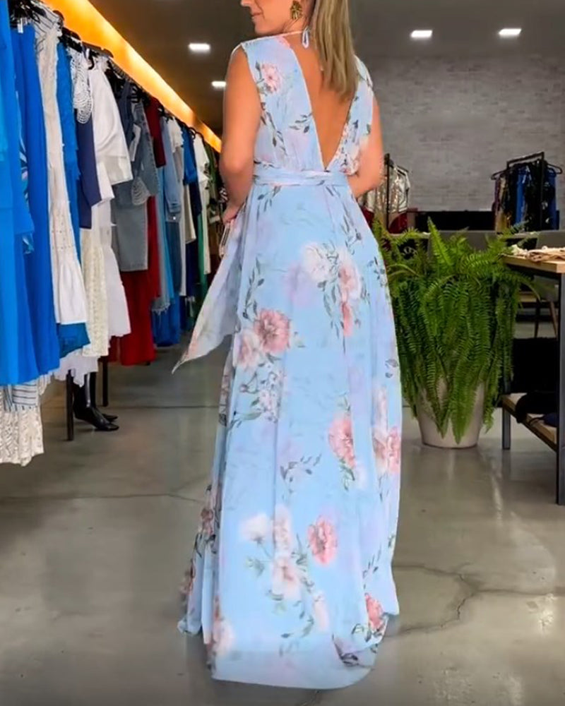 Venesa™ | Elegante vestido sin mangas con escote en V y estampado floral