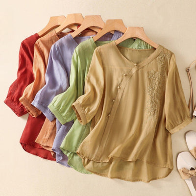 Laurienne™ |Blusa de botones asimétricos
