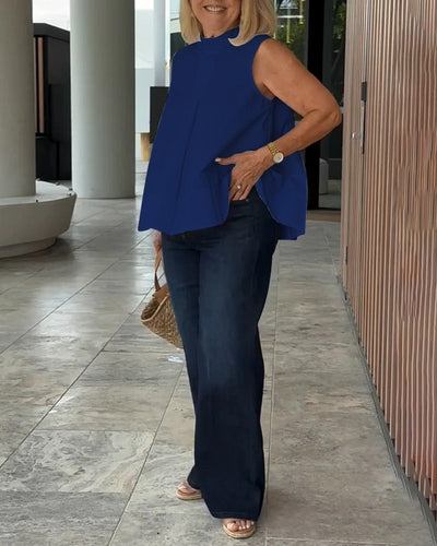 Sana – Blusa lisa sin mangas de estilo minimalista y chic