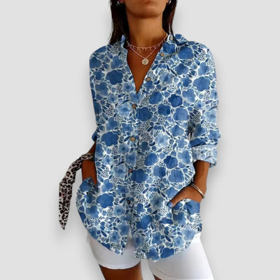 Sofia - Blusa con botones y estampado