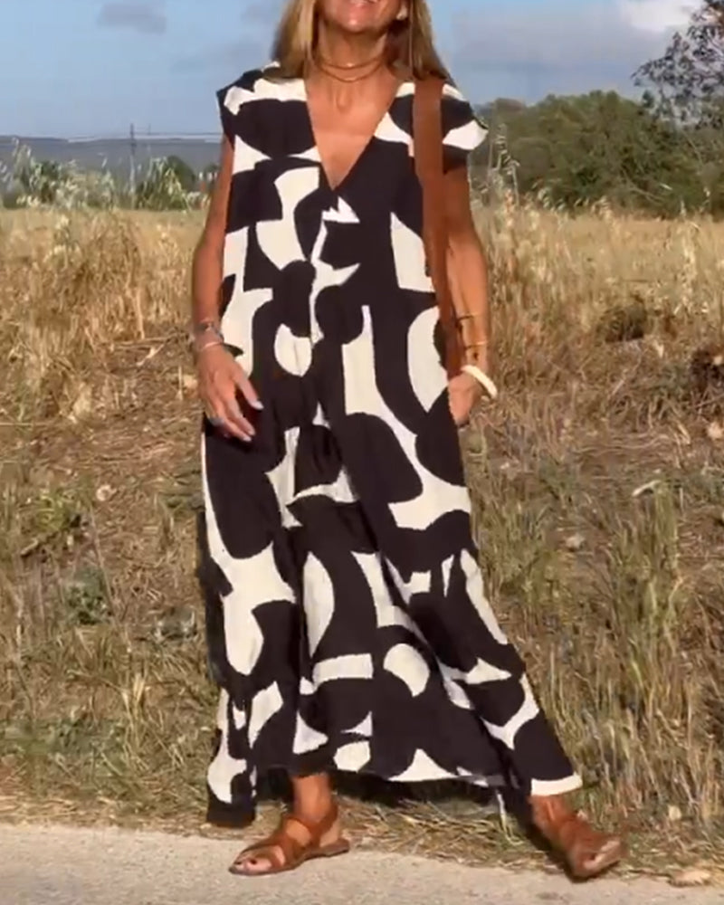Ellen | Vestido estampado con escote en pico