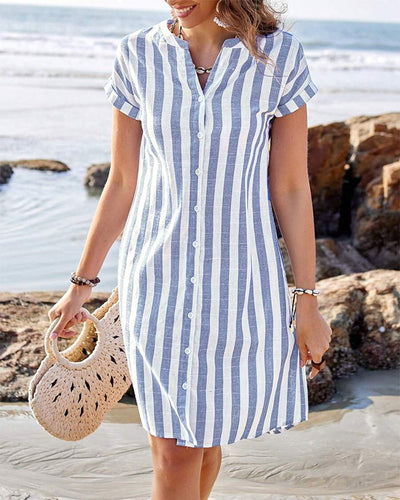 Martine™ | Elegante vestido camisero a rayas