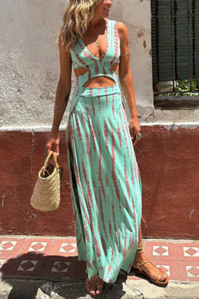 Bianca - Vestido de algodón con escote pronunciado y aberturas
