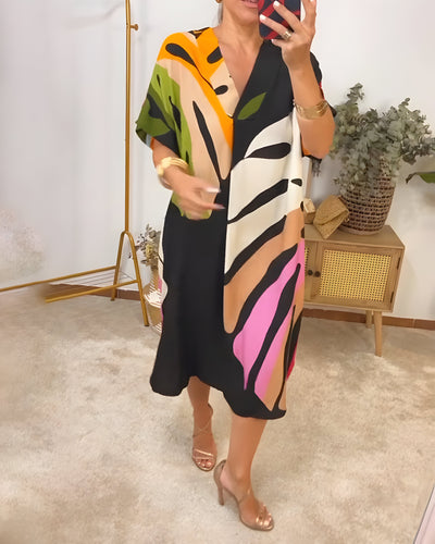 Roos™ | Vestido informal con estampado de hojas de colores