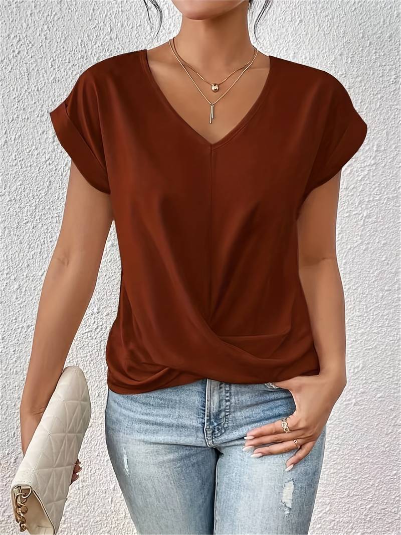 Cleo - Camiseta informal cuello V corazón
