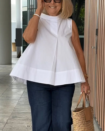 Sana – Blusa lisa sin mangas de estilo minimalista y chic