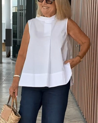 Sana – Blusa lisa sin mangas de estilo minimalista y chic